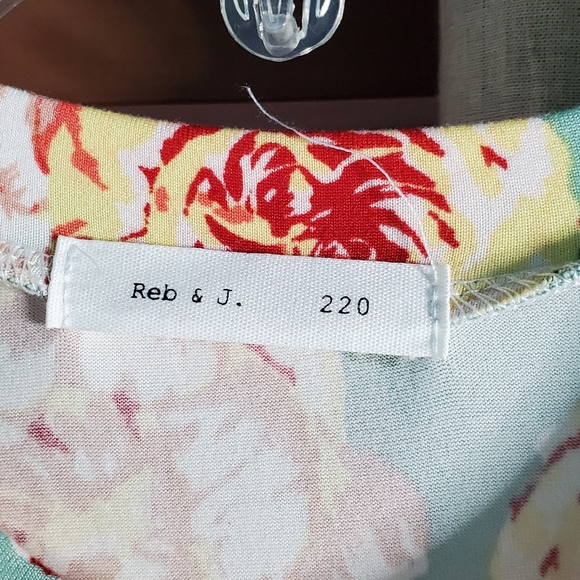 Reb & J Maxi Dress Vintage Floral Aqua  Green Red Elastic Waist NWOT Medium - Picture 15 of 16